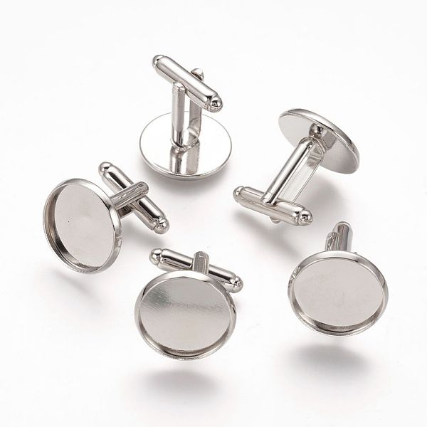PandaHall Brass Cufflinks, Cuff Button, with Tray, Platinum, 18x18mm, Tray: 16mm Brass Flat Round
PandaHall Brass Cufflinks, Cuff Button, with Tray, Platinum, 18x18mm, Tray: 16mm Brass Flat Round