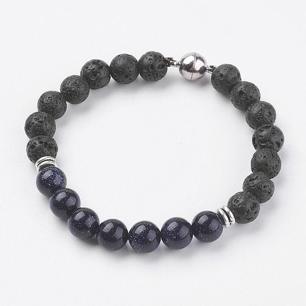 PandaHall Natural Lava Rock Beads Stretch Bracelets, with Synthetic Blue Goldstone, Magnetic Clasp and Alloy Findings, 7-5/8 inch(195mm)...
PandaHall Natural Lava Rock Beads Stretch Bracelets, with Synthetic Blue Goldstone, Magnetic Clasp and Alloy Findings, 7-5/8 inch(195mm)...