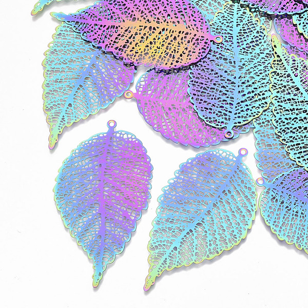 PandaHall Ion Plating(IP) 201 Stainless Steel Filigree Big Pendants, Etched Metal Embellishments, Leaf, Rainbow Color, 63x34x0.3mm, Hole...
PandaHall Ion Plating(IP) 201 Stainless Steel Filigree Big Pendants, Etched Metal Embellishments, Leaf, Rainbow Color, 63x34x0.3mm, Hole...