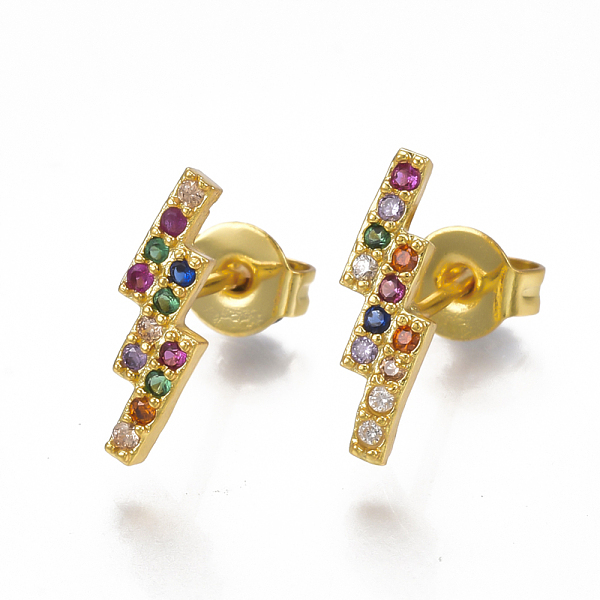 PandaHall Brass Micro Pave Cubic Zirconia(Random Mixed Color) Flash Stud Earrings, Crawler Earrings/Climber Earrings, with Ear Nuts...
PandaHall Brass Micro Pave Cubic Zirconia(Random Mixed Color) Flash Stud Earrings, Crawler Earrings/Climber Earrings, with Ear Nuts...