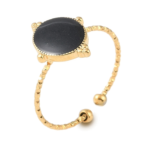 PandaHall Ion Plating(IP) 304 Stainless Steel Enamel Oval Cuff Finger Rings, Open Rings for Women, Real 18K Gold Plated, 16x12.5mm 304..., Black
PandaHall Ion Plating(IP) 304 Stainless Steel Enamel Oval Cuff Finger Rings, Open Rings for Women, Real 18K Gold Plated, 16x12.5mm 304..., Black