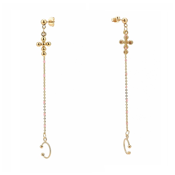 PandaHall Brass Enamel Cable Chains & Cross Charms Dangle Stud Earrings, Golden, with 304 Stainless Steel Pin & Clip-on Earring Findings..., Pink
PandaHall Brass Enamel Cable Chains & Cross Charms Dangle Stud Earrings, Golden, with 304 Stainless Steel Pin & Clip-on Earring Findings..., Pink