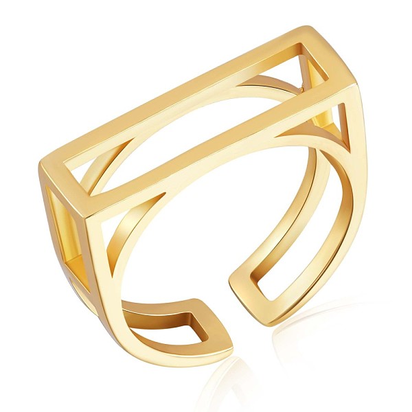PandaHall 925 Sterling Silver Rectangle Open Cuff Ring, Hollow Ring for Women, Golden, US Size 5 1/4(15.9mm) Sterling Silver
PandaHall 925 Sterling Silver Rectangle Open Cuff Ring, Hollow Ring for Women, Golden, US Size 5 1/4(15.9mm) Sterling Silver