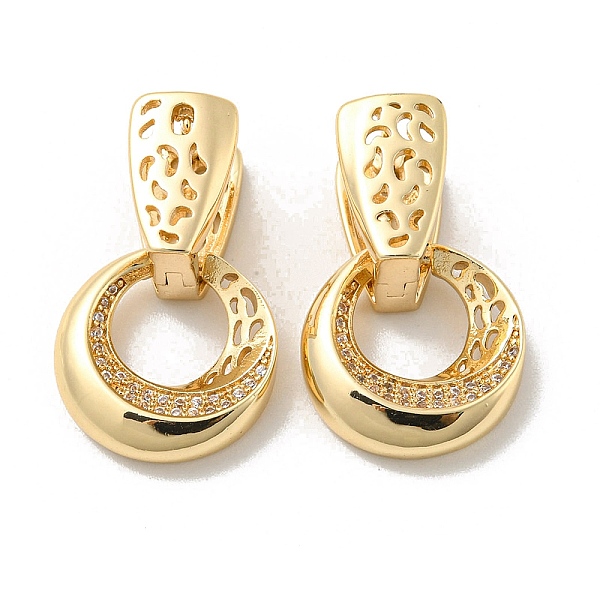 PandaHall Brass Micro Pave Clear Cubic Zirconia Dangle Hoop Earrings, Twist Donut, Light Gold, 23x15mm Brass Donut
PandaHall Brass Micro Pave Clear Cubic Zirconia Dangle Hoop Earrings, Twist Donut, Light Gold, 23x15mm Brass Donut
