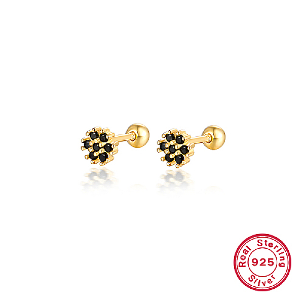 PandaHall Real 18K Gold Plated 925 Sterling Silver Flower Stud Earrings, with Cubic Zirconia, Black, 5mm Sterling Silver Flower Black
PandaHall Real 18K Gold Plated 925 Sterling Silver Flower Stud Earrings, with Cubic Zirconia, Black, 5mm Sterling Silver Flower Black
