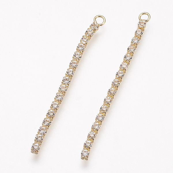 PandaHall Rhinestone Pendants, with Brass Findings, Nickel Free, Real 18K Gold Plated, 41x2mm, Hole: 2mm Brass+Rhinestone
PandaHall Rhinestone Pendants, with Brass Findings, Nickel Free, Real 18K Gold Plated, 41x2mm, Hole: 2mm Brass+Rhinestone
