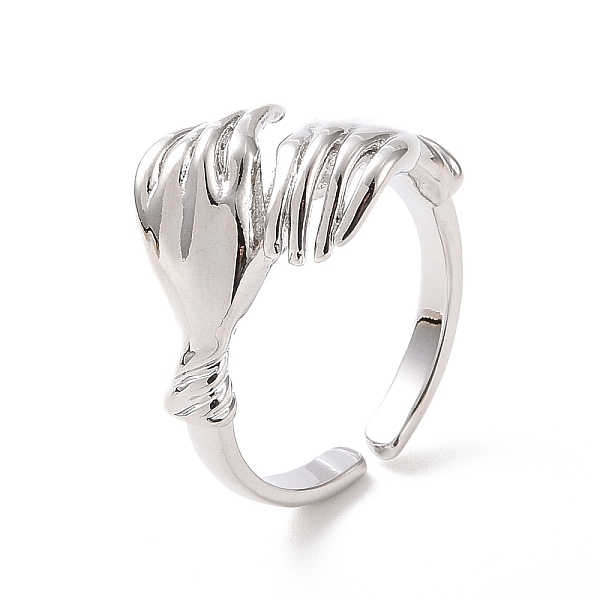 PandaHall Hug Ring, Brass Double Hands Open Cuff Ring for Women, Platinum, US Size 6 1/2(16.9mm) Brass
PandaHall Hug Ring, Brass Double Hands Open Cuff Ring for Women, Platinum, US Size 6 1/2(16.9mm) Brass