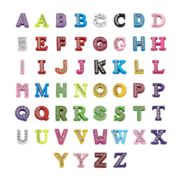 PandaHall Mixed Color Zinc Alloy Grade A Rhinestone Letter Slide Charms, Letter A~Z, 12~13x3.5~12x4.5mm, Hole: 8x2mm, 52pcs/set..., Multicolor
PandaHall Mixed Color Zinc Alloy Grade A Rhinestone Letter Slide Charms, Letter A~Z, 12~13x3.5~12x4.5mm, Hole: 8x2mm, 52pcs/set..., Multicolor
