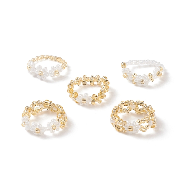 PandaHall 5Pcs 5 Style Glass Seed Braided Flower Stretch Rings for Women, Gold, US Size 7 3/4(17.9mm), 1Pc/style Glass Gold
PandaHall 5Pcs 5 Style Glass Seed Braided Flower Stretch Rings for Women, Gold, US Size 7 3/4(17.9mm), 1Pc/style Glass Gold