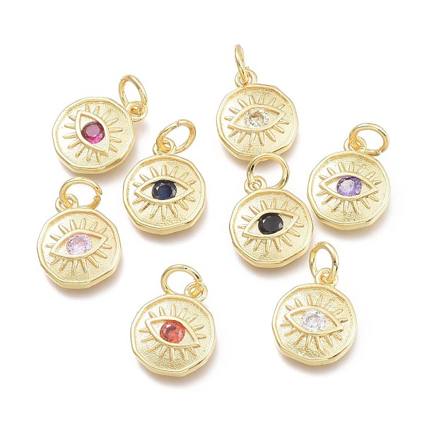 PandaHall Brass Micro Pave Cubic Zirconia Pendants, with Jump Ring, Flat Round with Eye, Real 18K Gold Plated, Mixed Color, 12x10x2mm, Jump..., Multicolor
PandaHall Brass Micro Pave Cubic Zirconia Pendants, with Jump Ring, Flat Round with Eye, Real 18K Gold Plated, Mixed Color, 12x10x2mm, Jump..., Multicolor