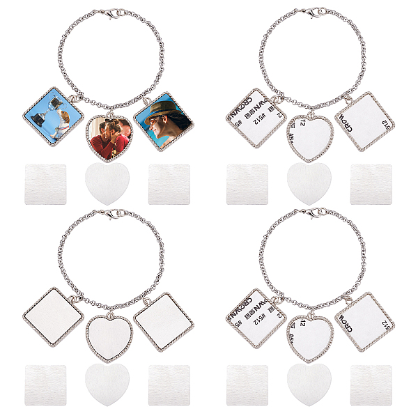PandaHall 4 Sets Sublimation Bracelets, Heat Transfer Bracelet Blanks Heart Photo Bezel Square Craft Bezel Setting Blank for Christmas...
PandaHall 4 Sets Sublimation Bracelets, Heat Transfer Bracelet Blanks Heart Photo Bezel Square Craft Bezel Setting Blank for Christmas...
