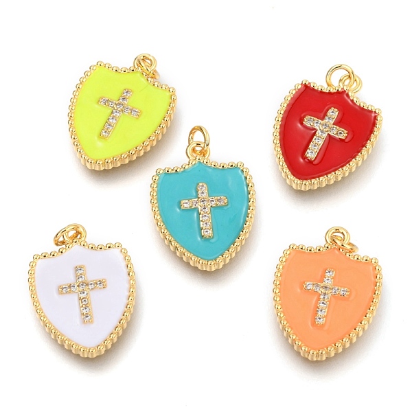 PandaHall Brass Micro Pave Clear Cubic Zirconia Pendants, Long-Lasting Plated, with Jump Rings & Enamel, Real 18K Gold Plated, Shield with..., Multicolor
PandaHall Brass Micro Pave Clear Cubic Zirconia Pendants, Long-Lasting Plated, with Jump Rings & Enamel, Real 18K Gold Plated, Shield with..., Multicolor