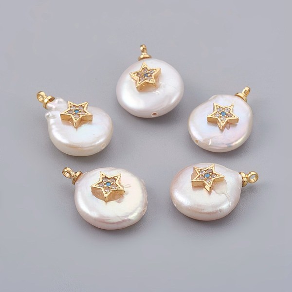 PandaHall Natural Cultured Freshwater Pearl Pendants, with Cubic Zirconia and Brass Findings, Long-Lasting Plated, Star, Real 18K Gold..., White
PandaHall Natural Cultured Freshwater Pearl Pendants, with Cubic Zirconia and Brass Findings, Long-Lasting Plated, Star, Real 18K Gold..., White