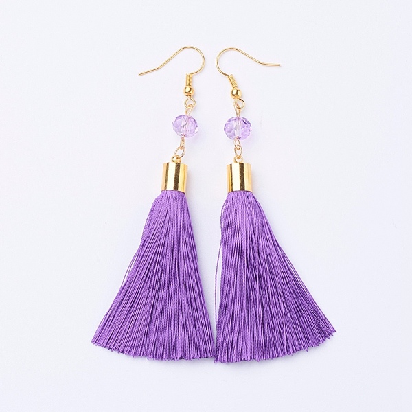 PandaHall Ice Silk Thread Tassel Dangle Earrings, with Glass Beads and Brass Earring Hooks, Golden, Orchid, 93mm, Pin: 0.6mm, Pendant..., Purple
PandaHall Ice Silk Thread Tassel Dangle Earrings, with Glass Beads and Brass Earring Hooks, Golden, Orchid, 93mm, Pin: 0.6mm, Pendant..., Purple