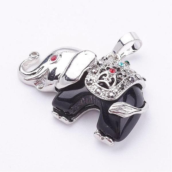PandaHall Natural Black Agate Pendants, with Rhinestone and Brass Findings, Elephant, Platinum, 25.5x36.5x10mm, Hole: 5x8mm Black Agate...
PandaHall Natural Black Agate Pendants, with Rhinestone and Brass Findings, Elephant, Platinum, 25.5x36.5x10mm, Hole: 5x8mm Black Agate...