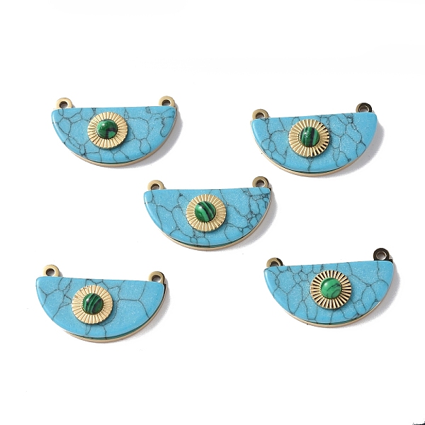 PandaHall Vacuum Plating 201 Stainless Steel Pendants, with Natural Turquoise and Synthetic Malachite, Real 18K Gold Plated, Half Round...
PandaHall Vacuum Plating 201 Stainless Steel Pendants, with Natural Turquoise and Synthetic Malachite, Real 18K Gold Plated, Half Round...