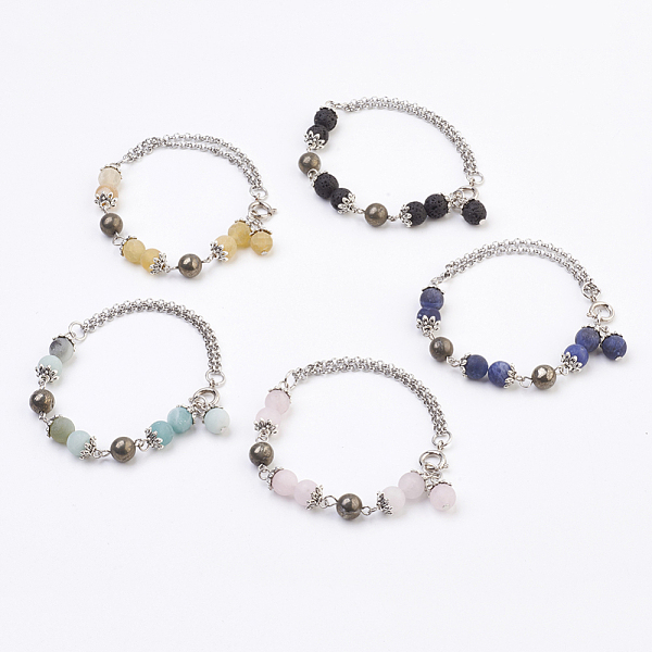 PandaHall Natural Gemstone Link & Charm Bracelets, with 304 Stainless Steel Cross Rolo Chains and Brass Spring Ring Clasps, 7-7/8 inch(20cm)..., Multicolor
PandaHall Natural Gemstone Link & Charm Bracelets, with 304 Stainless Steel Cross Rolo Chains and Brass Spring Ring Clasps, 7-7/8 inch(20cm)..., Multicolor
