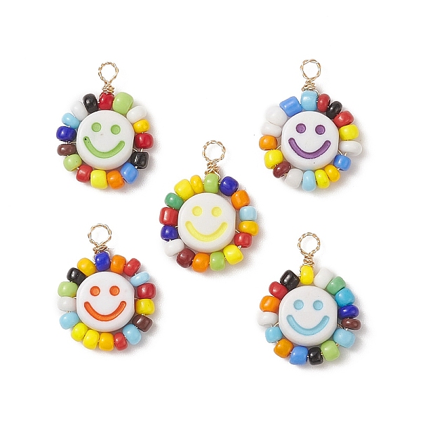 PandaHall Glass Seed & Acrylic Braided Beaded Pendant, with Golden Brass Wire Wrapped, Flat Round with Smiling Face, Mixed Color..., Multicolor
PandaHall Glass Seed & Acrylic Braided Beaded Pendant, with Golden Brass Wire Wrapped, Flat Round with Smiling Face, Mixed Color..., Multicolor