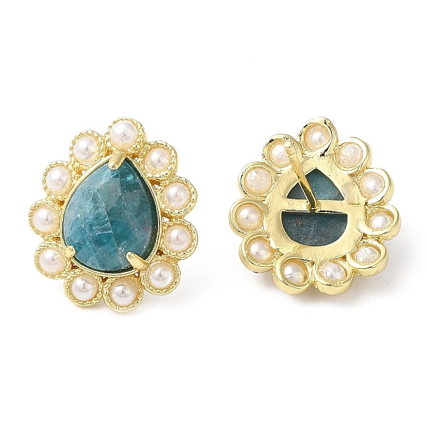 PandaHall Natural Apatite Teardrop Stud Earrings with Plastic Pearl Beaded, Real 14K Gold Plated Brass Jewelry, 17.5x16mm Apatite Teardrop
PandaHall Natural Apatite Teardrop Stud Earrings with Plastic Pearl Beaded, Real 14K Gold Plated Brass Jewelry, 17.5x16mm Apatite Teardrop