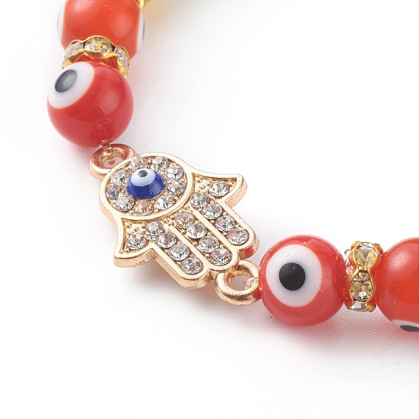PandaHall Chakra Jewelry, Alloy Rhinestone Hamsa Hand Link Bracelets, Stretch Beaded Bracelets, with Evil Eye Lampwork Beads and Brass...
PandaHall Chakra Jewelry, Alloy Rhinestone Hamsa Hand Link Bracelets, Stretch Beaded Bracelets, with Evil Eye Lampwork Beads and Brass...