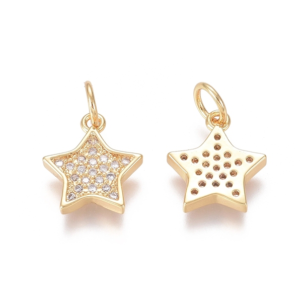 PandaHall Brass Micro Pave Clear Cubic Zirconia Charms, with Jump Rings, Star, Golden, 12x10x2mm, Jump Ring: 5x0.7mm, Inner Diameter: 3.6mm...
PandaHall Brass Micro Pave Clear Cubic Zirconia Charms, with Jump Rings, Star, Golden, 12x10x2mm, Jump Ring: 5x0.7mm, Inner Diameter: 3.6mm...