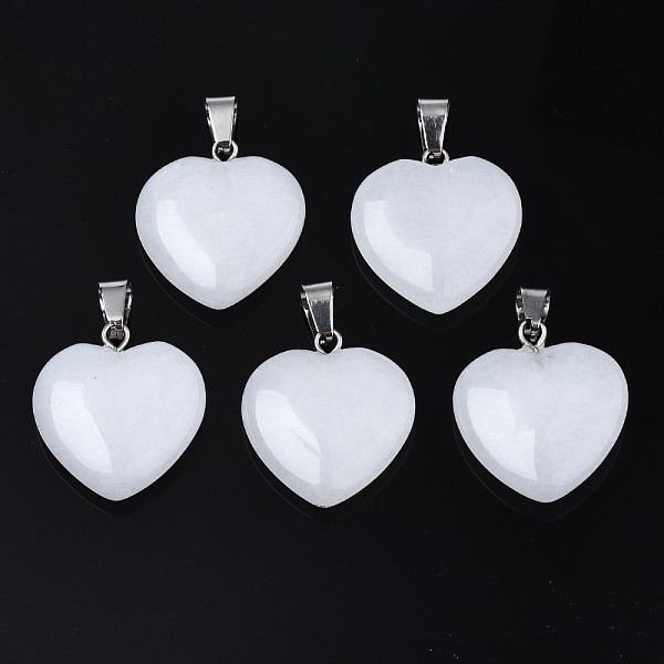 PandaHall Heart Natural White Jade Pendants, with Platinum Tone Brass Findings, 20~22x20~21x5~8mm, Hole: 2x7mm White Jade Heart
PandaHall Heart Natural White Jade Pendants, with Platinum Tone Brass Findings, 20~22x20~21x5~8mm, Hole: 2x7mm White Jade Heart