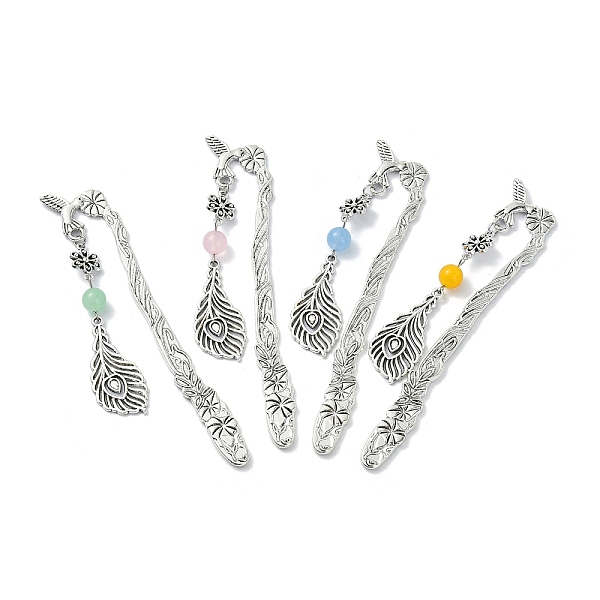 PandaHall Natural & Dyed Malaysia Jade Round Beaded Alloy Bookmarks, Morning Glory Bookmark, Feather Pendant Book Marker, Mixed Color, 122mm..., Multicolor
PandaHall Natural & Dyed Malaysia Jade Round Beaded Alloy Bookmarks, Morning Glory Bookmark, Feather Pendant Book Marker, Mixed Color, 122mm..., Multicolor