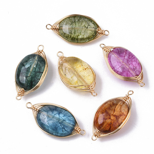 PandaHall Natural Quartz Crystal Links Connectors, Dyed, Wire Wrapped Links, with Brass Wires, Oval, Light Gold, Mixed Color..., Multicolor
PandaHall Natural Quartz Crystal Links Connectors, Dyed, Wire Wrapped Links, with Brass Wires, Oval, Light Gold, Mixed Color..., Multicolor