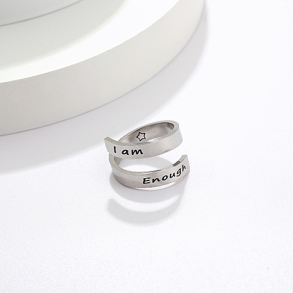 PandaHall Stainless Steel Cuff Rings, Word, Stainless Steel Color, 4mm Stainless Steel
PandaHall Stainless Steel Cuff Rings, Word, Stainless Steel Color, 4mm Stainless Steel