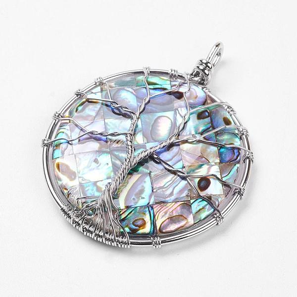PandaHall Abalone Shell/Paua Shell Big Pendants, with Brass Findings, Flat Round with Tree of Life, Platinum, 56x45x9mm, Hole: 3mm Paua...
PandaHall Abalone Shell/Paua Shell Big Pendants, with Brass Findings, Flat Round with Tree of Life, Platinum, 56x45x9mm, Hole: 3mm Paua...