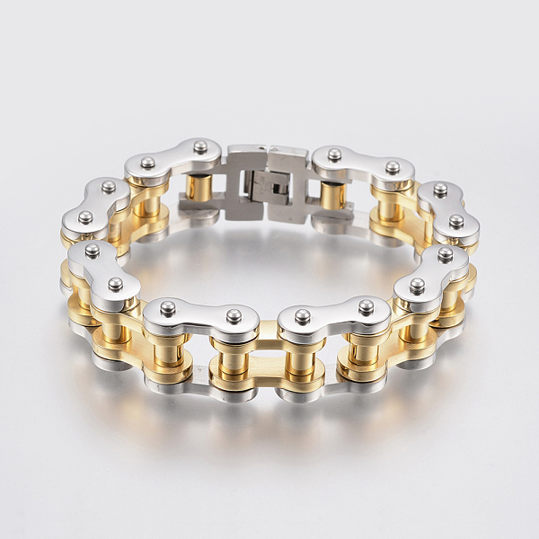 PandaHall Men's 201 Stainless Steel Bracelets, Motorcycle Chain Bracelets, Golden & Stainless Steel Color, 9 inch(230mm), 17x9mm 201...
PandaHall Men's 201 Stainless Steel Bracelets, Motorcycle Chain Bracelets, Golden & Stainless Steel Color, 9 inch(230mm), 17x9mm 201...