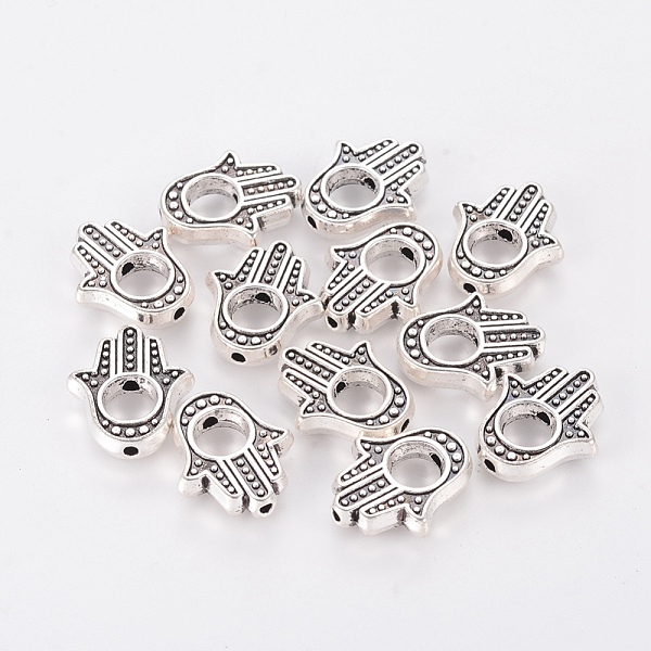 PandaHall Tibetan Style Alloy Bead Frames, Hamsa Hand/Hand of Miriam, Cadmium Free & Nickel Free & Lead Free, Antique Silver, 15.5x13x3mm...
PandaHall Tibetan Style Alloy Bead Frames, Hamsa Hand/Hand of Miriam, Cadmium Free & Nickel Free & Lead Free, Antique Silver, 15.5x13x3mm...