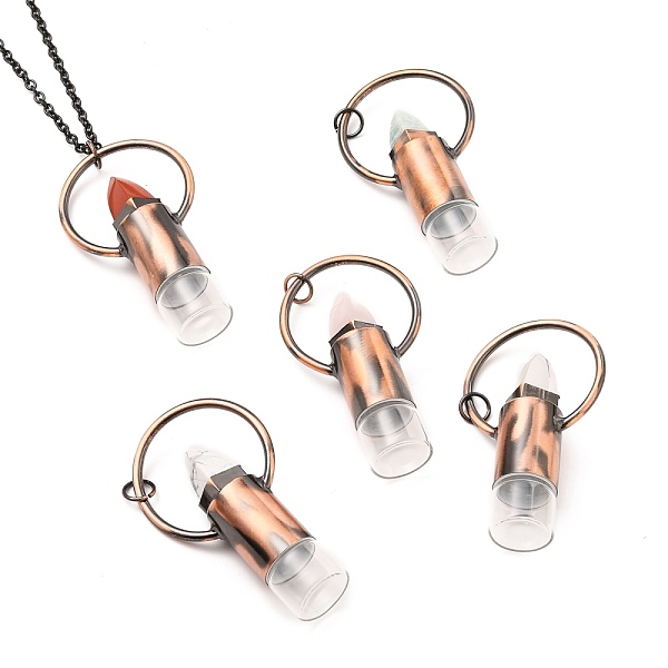 PandaHall 304 Stainless Steel Openable Perfume Bottle Pendant Necklaces, with Natural Gemstone, Lipstick Shape, Electrophoresis Black & Red...
PandaHall 304 Stainless Steel Openable Perfume Bottle Pendant Necklaces, with Natural Gemstone, Lipstick Shape, Electrophoresis Black & Red...