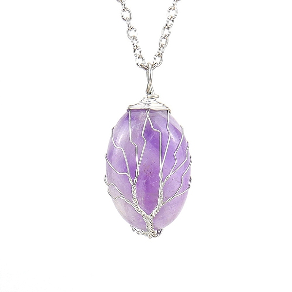 PandaHall Natural Amethyst Oval Pendant Necklace with Platinum Alloy Chains, 20.87 inch(53cm) Amethyst Oval
PandaHall Natural Amethyst Oval Pendant Necklace with Platinum Alloy Chains, 20.87 inch(53cm) Amethyst Oval