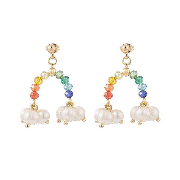 PandaHall Natural Pearl & Glass Beaded Rainbow & Cloud Dangle Stud Earrings, Brass Drop Earrings for Women, Colorful, 38mm, Pin: 0.8mm Pearl...
PandaHall Natural Pearl & Glass Beaded Rainbow & Cloud Dangle Stud Earrings, Brass Drop Earrings for Women, Colorful, 38mm, Pin: 0.8mm Pearl...