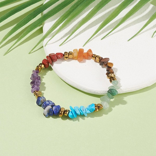 PandaHall Natural & Synthetic Mixed Gemstone Chips Beaded Stretch Bracelet, 7 Chakra Yoga Jewelry for Women, Inner Diameter: 2-3/8 inch(6cm)...
PandaHall Natural & Synthetic Mixed Gemstone Chips Beaded Stretch Bracelet, 7 Chakra Yoga Jewelry for Women, Inner Diameter: 2-3/8 inch(6cm)...