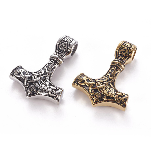 PandaHall 304 Stainless Steel Pendants, Thor's Hammer, Mixed Color, 43.5x31x9~10mm, Hole: 7~7.5mm 304 Stainless Steel Others
PandaHall 304 Stainless Steel Pendants, Thor's Hammer, Mixed Color, 43.5x31x9~10mm, Hole: 7~7.5mm 304 Stainless Steel Others