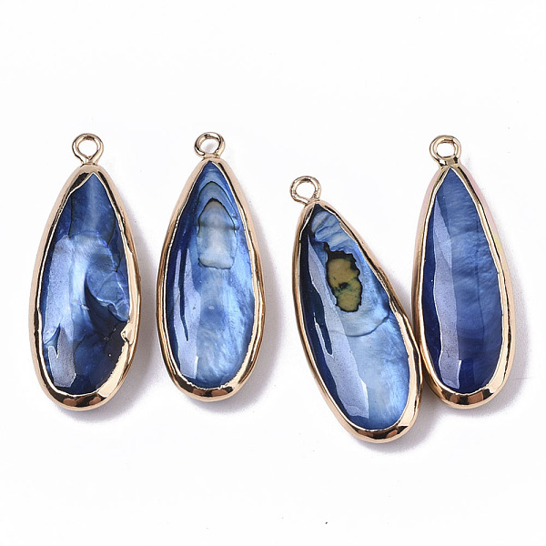 PandaHall Natural Freshwater Shell Pendants, with Iron Loops, Edge Golden Plated, Dyed, Teardrop, Marine Blue, 31~33x10.5~12x5mm, Hole...
PandaHall Natural Freshwater Shell Pendants, with Iron Loops, Edge Golden Plated, Dyed, Teardrop, Marine Blue, 31~33x10.5~12x5mm, Hole...
