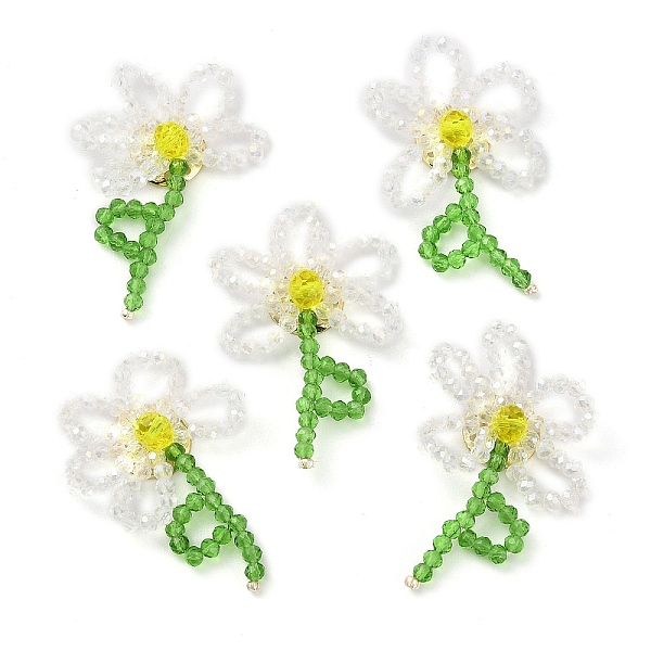 PandaHall Handmade Glass Beaded Woven Cabochons, for DIY Jewelry Making Crafts, with Brass Finding, Flower, Clear, 40~43x25~30x7~7.5mm Glass...
PandaHall Handmade Glass Beaded Woven Cabochons, for DIY Jewelry Making Crafts, with Brass Finding, Flower, Clear, 40~43x25~30x7~7.5mm Glass...