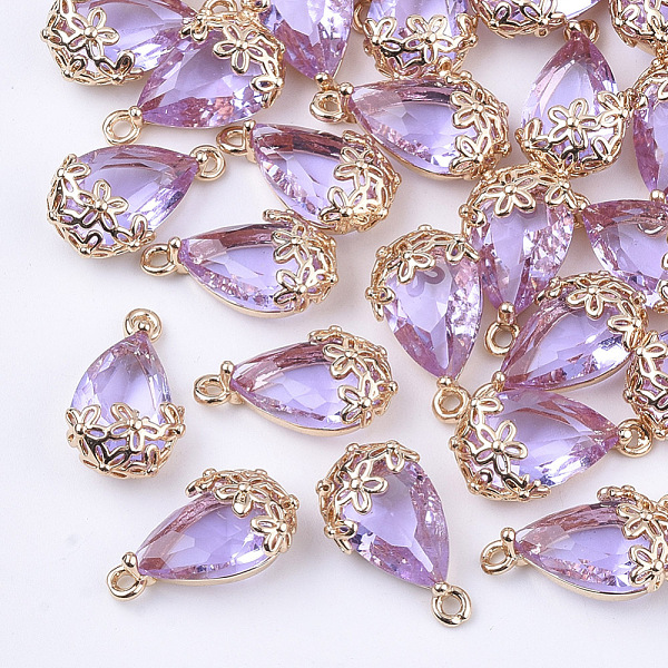PandaHall Transparent Glass Pendants, with Brass Findings, Faceted, teardrop, with Flower, Light Gold, Medium Purple, 16x9x6mm, Hole: 1.2mm...
PandaHall Transparent Glass Pendants, with Brass Findings, Faceted, teardrop, with Flower, Light Gold, Medium Purple, 16x9x6mm, Hole: 1.2mm...