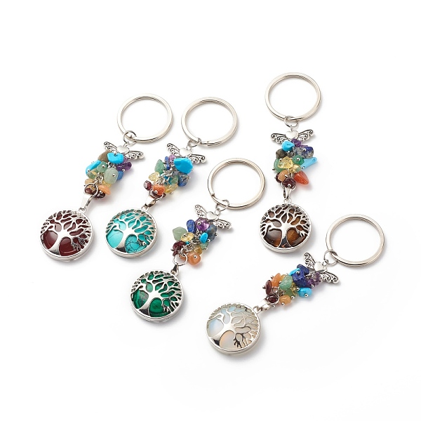PandaHall Flat Round with Tree of Life Natural & Synthetic Mixed Stone Chips & Brass Pendant Keychain, with Iron Split Key Rings, 10.7~11cm...
PandaHall Flat Round with Tree of Life Natural & Synthetic Mixed Stone Chips & Brass Pendant Keychain, with Iron Split Key Rings, 10.7~11cm...
