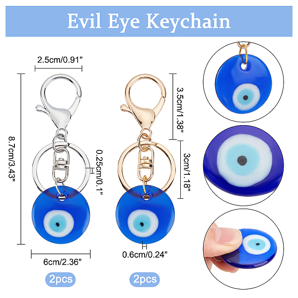PandaHall 4 Pcs 2 Colors Evil Eye Charm Keychain, Handmade Lampwork Evil Eye Keychains Protection Luck Crystal Pendant with Key Rings for..., Blue
PandaHall 4 Pcs 2 Colors Evil Eye Charm Keychain, Handmade Lampwork Evil Eye Keychains Protection Luck Crystal Pendant with Key Rings for..., Blue