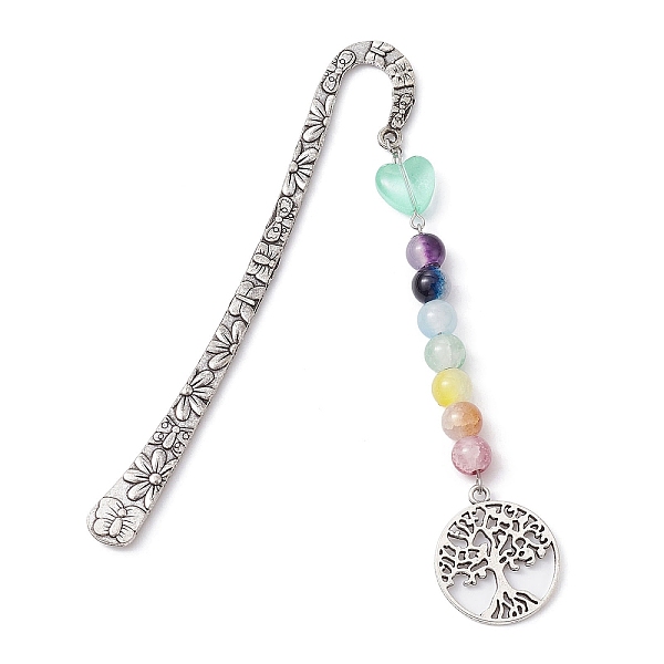 PandaHall Flower Pattern Alloy Hook Bookmarks, Round & Heart Glass Beaded Bookmark with Charm, Tree of Life, 124mm, Pendant: 106x25x8.5mm...
PandaHall Flower Pattern Alloy Hook Bookmarks, Round & Heart Glass Beaded Bookmark with Charm, Tree of Life, 124mm, Pendant: 106x25x8.5mm...