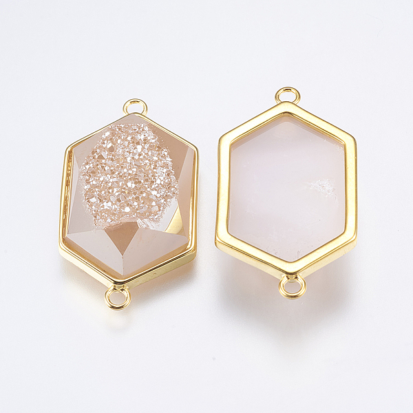 PandaHall Electroplated Natural Druzy Quartz Crystal Links connectors, with Brass Finding, Hexagon, Faceted, Golden, Mixed Color..., Multicolor
PandaHall Electroplated Natural Druzy Quartz Crystal Links connectors, with Brass Finding, Hexagon, Faceted, Golden, Mixed Color..., Multicolor
