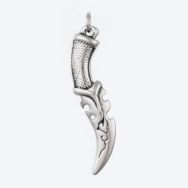 PandaHall 304 Stainless Steel Pendants, Knife, Antique Silver, 49x12x6mm, Hole: 5mm 304 Stainless Steel Others
PandaHall 304 Stainless Steel Pendants, Knife, Antique Silver, 49x12x6mm, Hole: 5mm 304 Stainless Steel Others