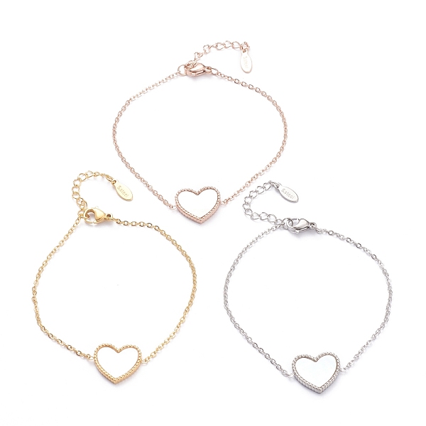 PandaHall 304 Stainless Steel Heart Link Bracelets, with Natural Shell and Lobster Claw Clasps, White, Mixed Color, 7 inch(17.8cm) 304...
PandaHall 304 Stainless Steel Heart Link Bracelets, with Natural Shell and Lobster Claw Clasps, White, Mixed Color, 7 inch(17.8cm) 304...