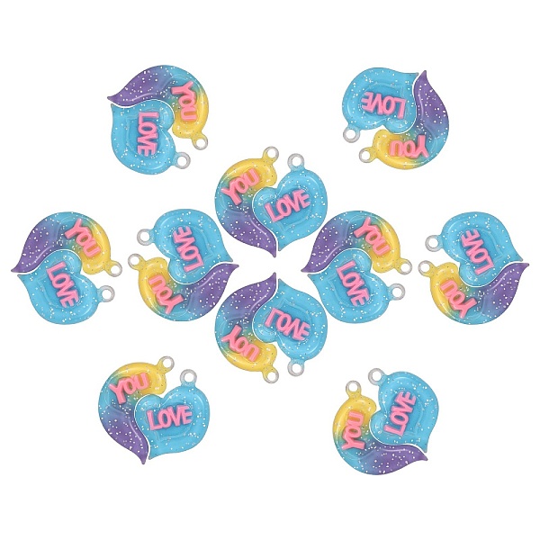 PandaHall 10 Sets Gradient Color Opaque Resin Pendants, with Glitter Powder, Couple Heart Charm with Word LOVE YOU, Gold, 39x38.5x5.5mm...
PandaHall 10 Sets Gradient Color Opaque Resin Pendants, with Glitter Powder, Couple Heart Charm with Word LOVE YOU, Gold, 39x38.5x5.5mm...