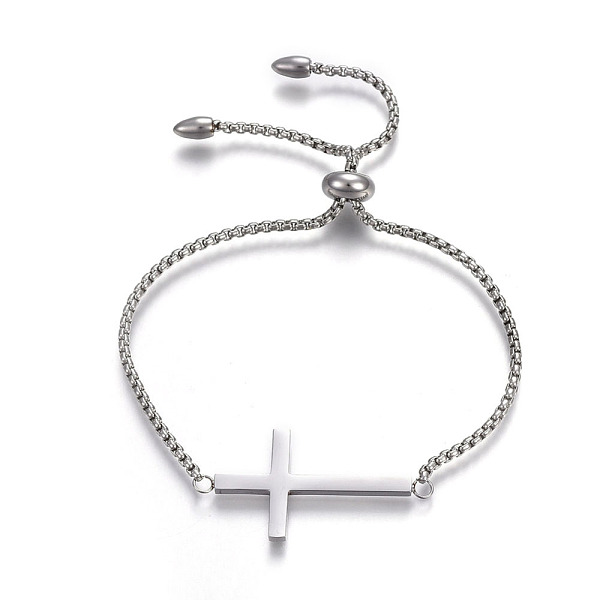 PandaHall Adjustable 304 Stainless Steel Slider Bracelets, Bolo Bracelets, with Box Chains, Cross, Stainless Steel Color, 10-3/8 inch...
PandaHall Adjustable 304 Stainless Steel Slider Bracelets, Bolo Bracelets, with Box Chains, Cross, Stainless Steel Color, 10-3/8 inch...