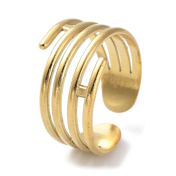 PandaHall 304 Stainless Steel Open Cuff Rings, Multi Lines, Real 18K Gold Plated, US Size 6 3/4(17.1mm) 304 Stainless Steel
PandaHall 304 Stainless Steel Open Cuff Rings, Multi Lines, Real 18K Gold Plated, US Size 6 3/4(17.1mm) 304 Stainless Steel
