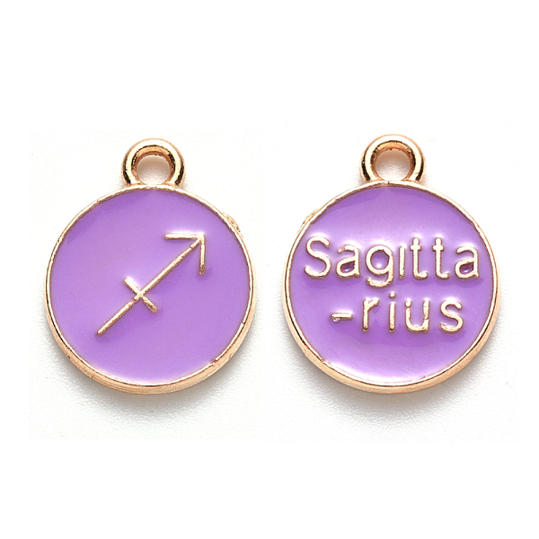 PandaHall Alloy Enamel Pendants, Cadmium Free & Lead Free, Flat Round with Constellation, Light Gold, Medium Purple, Sagittarius, 22x18x2mm...
PandaHall Alloy Enamel Pendants, Cadmium Free & Lead Free, Flat Round with Constellation, Light Gold, Medium Purple, Sagittarius, 22x18x2mm...